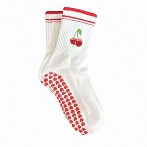 Cherry Design pilates woman’s Socks - Red and White